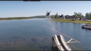 NORTHERNLIGHTFILMS  SNOWMOBILE BACKFLIP ON WATER [upl. by Nagap]