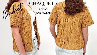 Cómo tejer chaqueta a crochet  TODAS LAS TALLLAS [upl. by Adnirb]