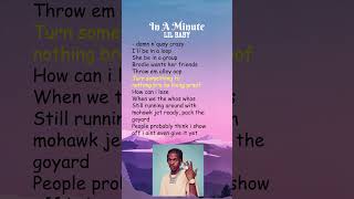 Lil Baby  In A Minute Lyrics shorts [upl. by Akinehs524]