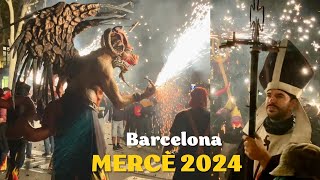 Correfoc de la Mercè 2024 al Passeig de Gràcia  Barcelona Festa Major [upl. by Lemaj]