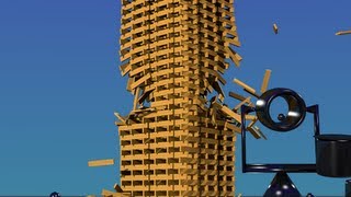 How to shoot the corner of a keva planks tower  blender bullet physics engine [upl. by Akena244]