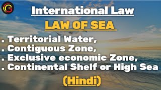 Law Of Sea Territorial Water Contiguous Zone Exclusive Economic Zone Continental Shelf in Hindi [upl. by Elacsap]