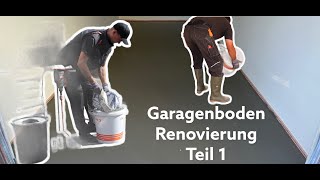 Garagenbodenrenovierung Teil 1  grundieren  nivellieren mit Fließestrich  Baustelle VLOG DIY [upl. by Salazar]