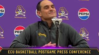 ECU Basketball Coach Mike Schwartz postgame press conference after the shocking loss to SC Upstate [upl. by Silda937]