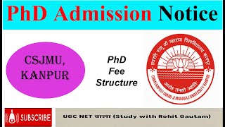 CSJMU Kanpur II PhD Notification II PhD Related Information II Kanpur University II Fee Structure I [upl. by Roshelle]