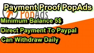 PopAds Payment Proof To PayPal Minimum Withdraw Balance 5 [upl. by Lizzie]