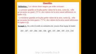 3eme cours de maths sur les quartiles dune série statistique [upl. by Zsazsa956]