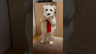 Friend Trying Out Vintage CocaCola Polar Bear Mascot Suit [upl. by Delos]