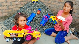 Balkah Toy Loading With Gitti Mega Dump Truck Tractor Trolley JCB Bulldozers ll Kids Song [upl. by Ivers]