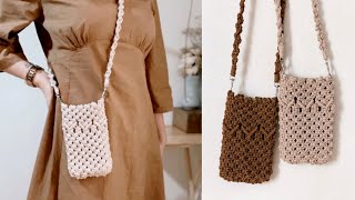 DIY Macrame Mini Bag  Phone Bag  Mini Sling Bag  Easy Tutorial [upl. by Eldrid882]