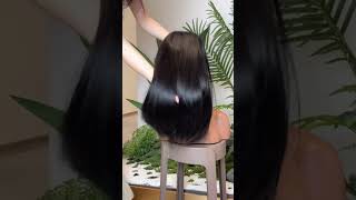 20” Wig Bone Straight Jet Black Raw Hair [upl. by Damalis]