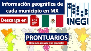 INEGI Descarga pdf resumen de información geográfica de cada municipio 2469 de México [upl. by Weitman303]