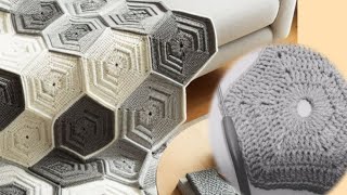 DIFFERENT AND VERY BEAUTIFUL  💥👌HEXAGON crochet for blankets bedcovers and table CROCHET PATTERN [upl. by Butler]