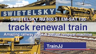 Amazing Track Renewal Train Swietelsky RU 800 S Gleisumbauzug  EMSAT 120  Track Laying Machine [upl. by Azmuh]