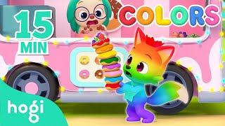 Eating Colorful Donuts 🍩｜15 min｜Learn Colors for Children  Compilation  3D Kids｜Hogi amp Pinkfong [upl. by Chessa]