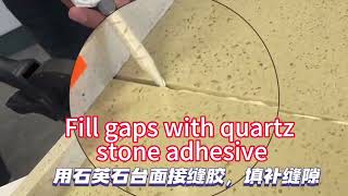 Quartz stone adhesive use operation process [upl. by Dnamra922]