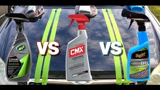 Turtle Wax Hybrid Solutions Ceramic Coating vs Mothers CMX Ceramic Coating vs Meguiars Ceramic Wax [upl. by Yk142]