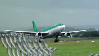 WET TAKEOFF Aer Lingus Airbus A330 departing Shannon Airport [upl. by Ireland]