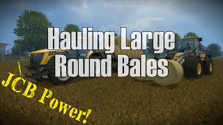 Vignette Hauling Large Round Bales  JCB Power [upl. by Mutua]