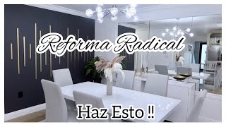 TRANSFORMACIÓN Y DECORACIÓN SIN GASTAR TANTO  DE SALÓN A COMEDOR DE LUJO 😳 pareddeacento [upl. by Aizahs37]