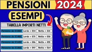 ✅PENSIONI👉AUMENTI DA GENNAIO 2024👉 ESEMPI CON IMPORTI NETTI➕NUOVE FASCE RIVALUTAZIONE [upl. by Yanffit289]