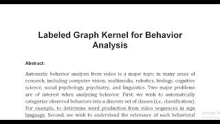 Labeled Graph Kernel for Behavior Analysis [upl. by Cohbert424]