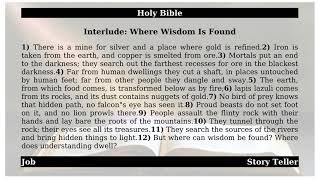 Job  Chapter 28  Interlude Where Wisdom Is Found  The Holy Bible [upl. by Edrahs506]