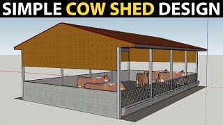 SIMPLE COW SHED DESIGN for 10 Cows  Small Dairy Farm Plans and Designs  Cow barn Ideas [upl. by Ericha]