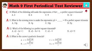 GRADE 9 MATHEMATICS👉 Quarter 1 Reviewer for Periodical Test Multiple Choice [upl. by Akirat]