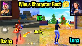 Whos Character Best🤔 Free Fire Dasha vs Luna Character 🔥ob 39 update character ability change [upl. by Adirehs808]