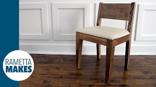 How to Make a Modern Wood Chair with Leather Seat  DIY [upl. by Atenahs]