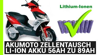 AkuMoto eRoller Akku Zellentausch 56AH zu 89AH 150A eRoller Akku DIY Umbau auf liIon Bluetooth BMS [upl. by Maire896]