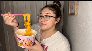 Spicy carbonara noodles Mukbang 🍜😮‍💨❤️￼spicynoodles mukbang buldaknoodles [upl. by Kayle871]