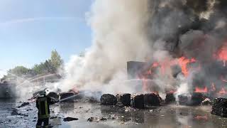 Feuerwehr Schkeuditz  Großbrand am 30072018 Gewerbebetrieb Delitzsch [upl. by Anawait]