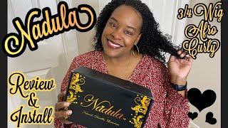 Affordable  34 Half Wig NADULA Afro Curly Human Hair review and install [upl. by Lehcir264]