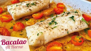 BACALAO AL HORNO CON PATATAS  Pescado al horno [upl. by Finn]