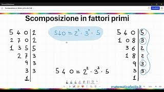 Scomposizione in fattori primi del 540 [upl. by Sible]