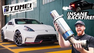 The CRAZIEST EXHAUST NISMO Nissan 370Z TOMEI Ti Install  CRAZY Admintuning FLAMES [upl. by Nefets]