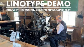 Linotype newspaper printing demonstration  Heritage Park Historical Village Calgary [upl. by Franny742]