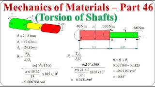 Mechanics of Materials  Part 46 Torque transmitted in a stepped shaft  BME301 [upl. by Westphal]