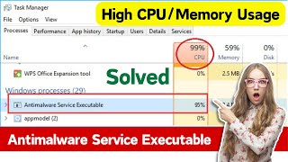 Fix Antimalware Service Executable High Memory  CPU Usage  Disable Antimalware Service Executable [upl. by Emie]