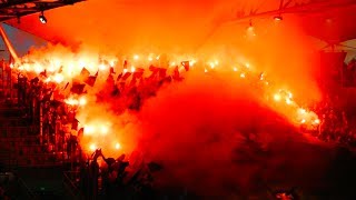 Lech Poznan fans in Warsaw  Legia Warsaw  Lech Poznan Polish Ekstraklasa [upl. by Ardnekat]