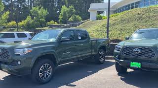 Toyota Tacoma TRD Off Road army green vs TRD Sport 2022 and lots of new Tacoma’s [upl. by Odlopoel]