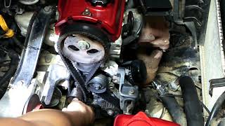 How to REMOVE and INSTALL TIMING BELT and TENSIONER BEARING 2E Engine From Start to Finish [upl. by Fry]