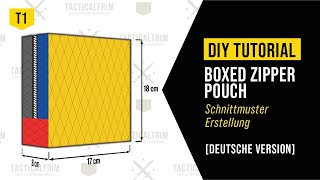 DIY TUTORIAL DEUTSCH  Boxed Zipper Pouch  Schnittmuster Erstellung Reißverschlusstasche [upl. by Colwell]