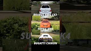 Race💀 Supra vs Brabus C63 vs Chiron bugatti supra mercedes shortsfeed [upl. by Darcia]