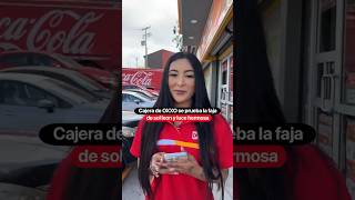 Cajera de Oxxo se prueba la faja de Sol Leon y luce hermosa priscilaespatola [upl. by Nerw]