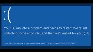 How to FIX  Your PC Ran Into a Problem and Needs to Restart  INACCESSIBLEBOOTDEVICE [upl. by Rooker282]