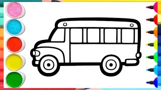 School Bus drawing  スクールバスPainting amp Coloring for Kids and Toddlers Kids Art🌈 [upl. by Hallutama]