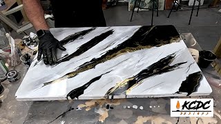 Watch how I created this black and gold white marble design using Stone Coat Epoxy  KCDC Designs [upl. by Warchaw]